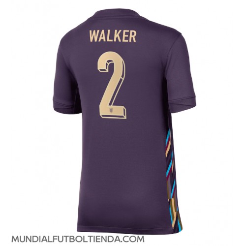 Camiseta Inglaterra Kyle Walker #2 Segunda Equipación Replica Eurocopa 2024 para mujer mangas cortas